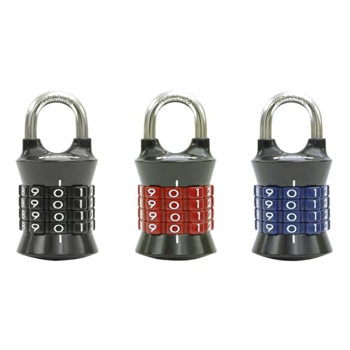 Master Lock Combo Padlock, 3 Pack, Assorted Colors