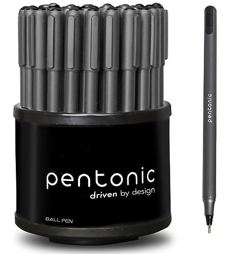 Pentonic Black Ballpoint Pens, 50 Pack, 1.0mm Medium Point