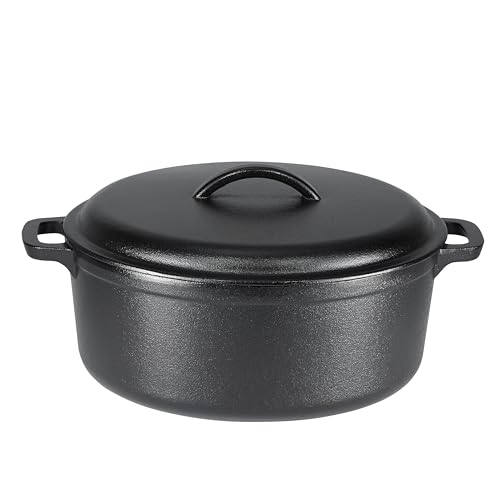 Amazon Basics 7-Quart Cast Iron Dutch Oven, Pre-Seasoned