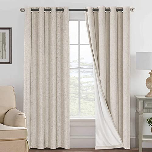 H.VERSAILTEX 100% Blackout Linen Curtains, 84″ Grommet, 2 Panels