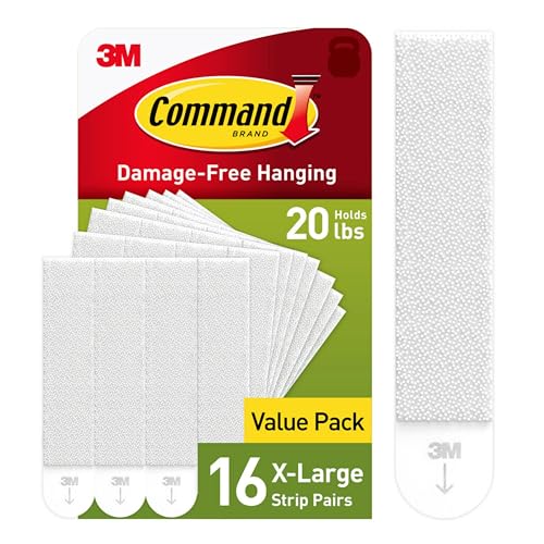 Command XL Heavyweight Picture Hanging Strips, 16 Pairs, White