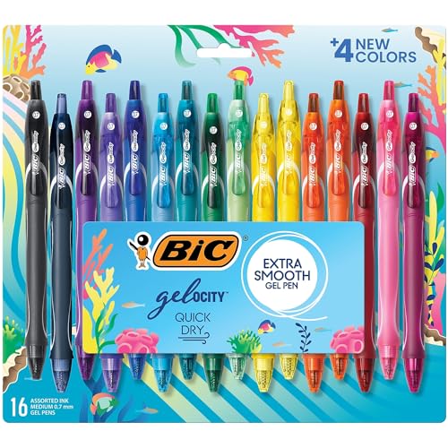BIC Gelocity Ocean Gel Pens, 0.7mm, 16-Count Set