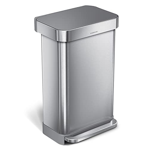 simplehuman 45L Step Trash Can, Soft-Close, Stainless Steel