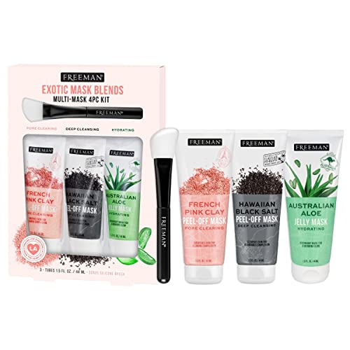 Freeman Facial Mask Set: Peel-Off & Jelly, Vegan, Includes Brush