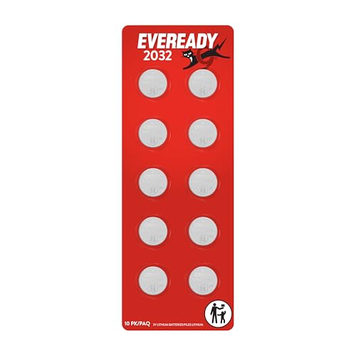 Eveready CR2032 3V Lithium Coin Battery 10-Pack for Electronics