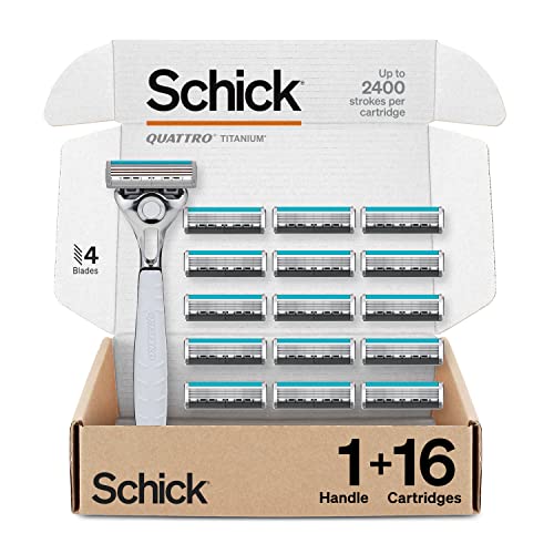 Schick Quattro Titanium Razor with Handle + 16 Refills