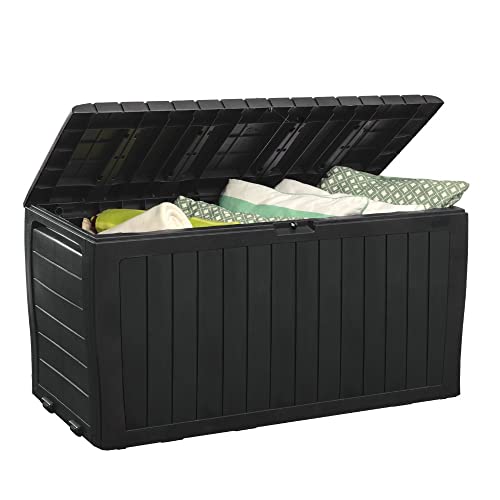 Keter 71 Gallon Deck Box for Outdoor Storage, Dark Grey