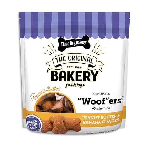 Three Dog Bakery Grain-Free Peanut Butter & Banana Dog Treats