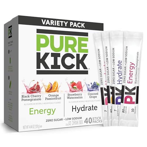 PURE KICK Energy Drink Mix Variety Pack, 40 Count