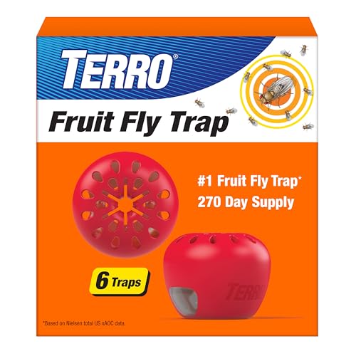 Terro Indoor Fruit Fly Traps, 6 Pack + 270-Day Lure