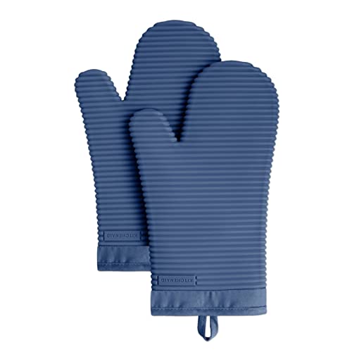KitchenAid Silicone Oven Mitt Set, Blue Willow, 2 Pack