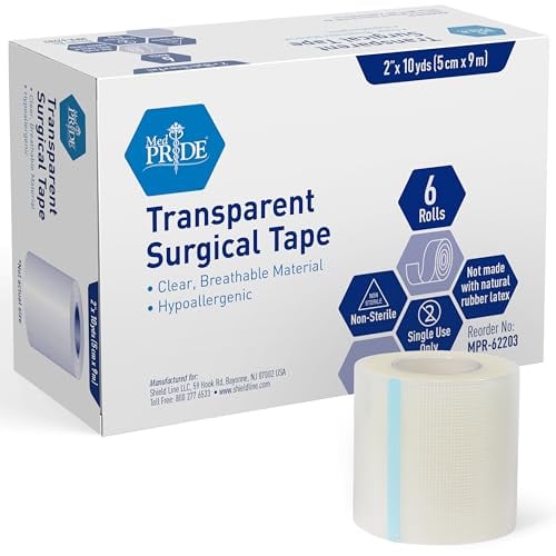 MED PRIDE 6 Pack Transparent Surgical Tape – Latex-Free, Hypoallergenic