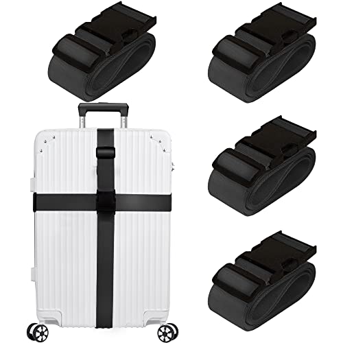 TSA Approved Black Luggage Straps – 4 Pack by Chelmon