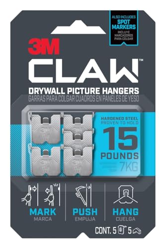 3M CLAW 15 lb. Drywall Hanger, 5 Pack for Decor