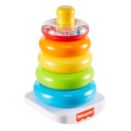 Fisher-Price Rock-A-Stack Baby Toy, 5 Colorful Rings