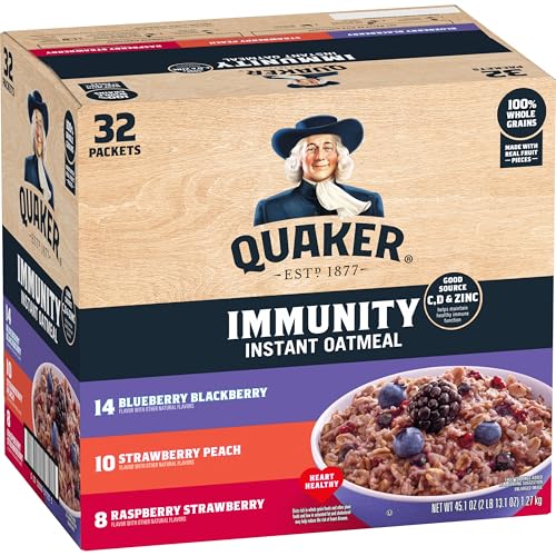 Quaker Immunity Oatmeal Variety Pack, 32 Count