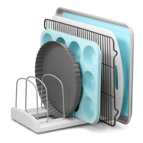 YouCopia Adjustable Bakeware Rack Organizer, Standard, White