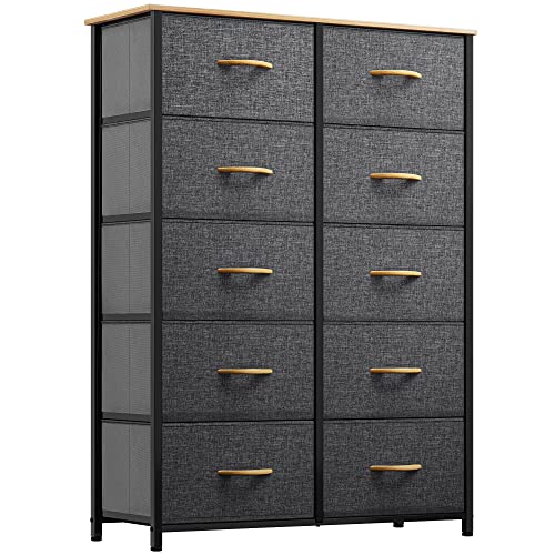 YITAHOME 10-Drawer Fabric Dresser, Steel Frame, Cool Gray