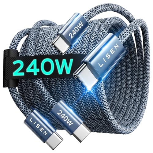 LISEN 240W USB C Fast Charger Cable, 6.6ft, 2 Pack