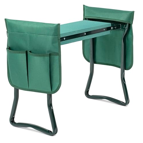 Foldable Garden Kneeler Seat with Tool Pouch, Green