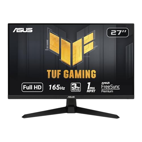 ASUS TUF 27″ 1080P Monitor, 165Hz, 1ms, FreeSync, Black