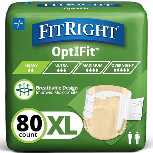 FitRight OptiFit Adult Briefs, Moderate, XL, 80 Count