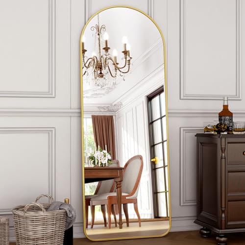 HARRITPURE 64″x21″ Arched Gold Full Length Mirror