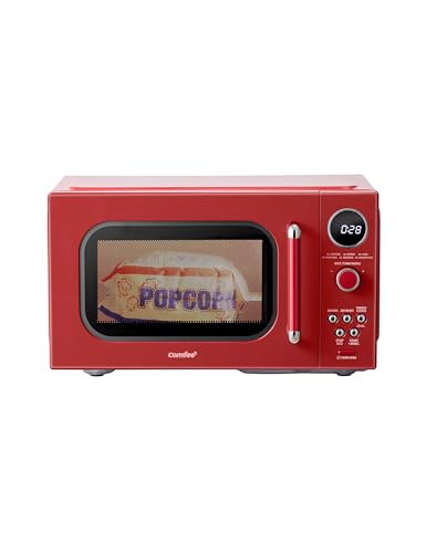 COMFEE Retro Microwave, 9 Presets, Mute, Compact, Red, 900W