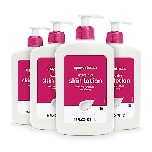 Amazon Basics Extra-Dry Skin Lotion, Vitamins B5 & E, 16oz, 4-Pack