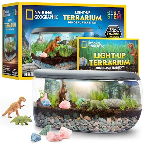 NATIONAL GEOGRAPHIC Dinosaur Terrarium Kit for Kids with Plants & Gemstones