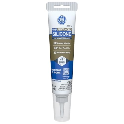 GE White Silicone Caulk for Window & Door, Waterproof, Strong Adhesion
