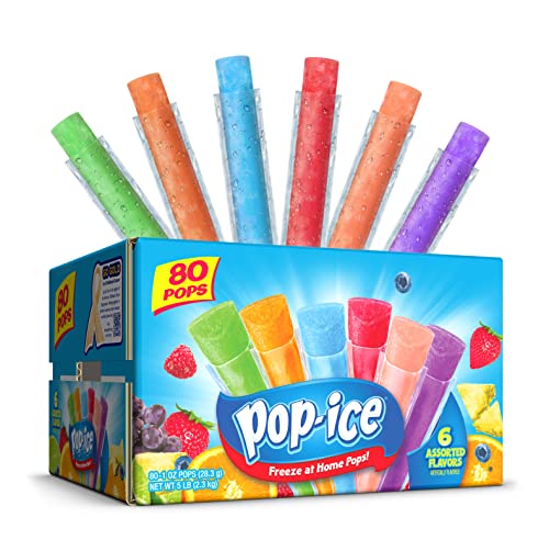 Pop Ice Variety Pack: 80 Assorted Flavor Freezer Bars