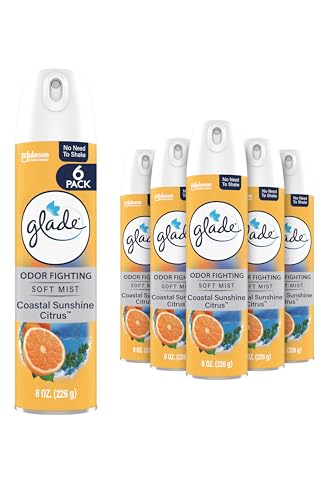 Glade Coastal Citrus Air Freshener Spray, 8 Oz, 6 Pack