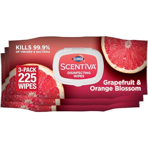 Clorox Scentiva Bleach-Free Wipes, Tahitian Grapefruit, 3-Pack