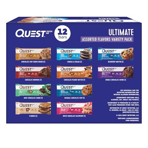 Quest Nutrition Protein Bars Variety Pack, Keto, Gluten-Free, 12 Count