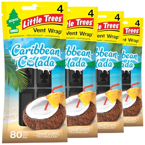 LITTLE TREES Vent Wrap Car Air Freshener, Caribbean Colada, 16 Pack