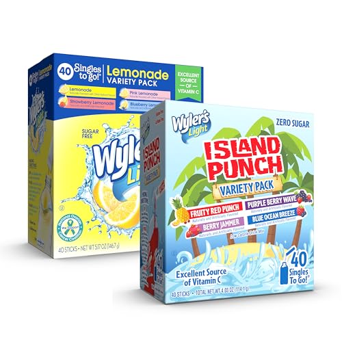 Wyler’s Light Singles, 80ct Variety: Lemonade & Island Punch, Sugar-Free