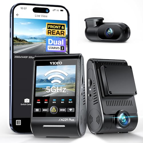 VIOFO A229 Plus Dual Dash Cam, 1440P HDR, GPS, Wi-Fi