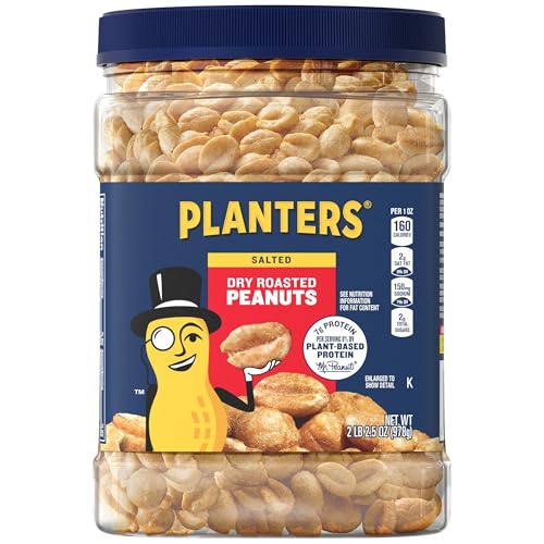 PLANTERS Dry Roasted Peanuts with Sea Salt, 34.5 oz, 6-Pack