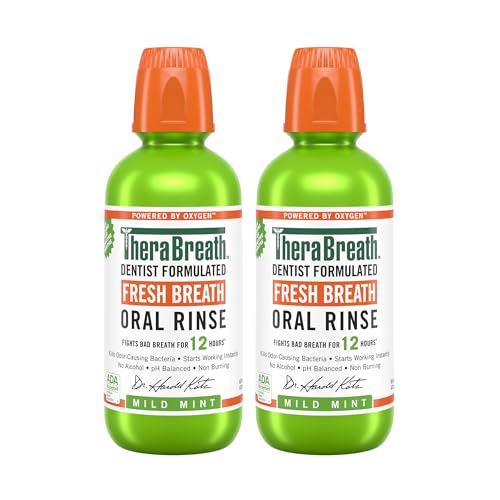 TheraBreath Alcohol-Free Mouthwash, Mild Mint, 16oz (2-Pack)