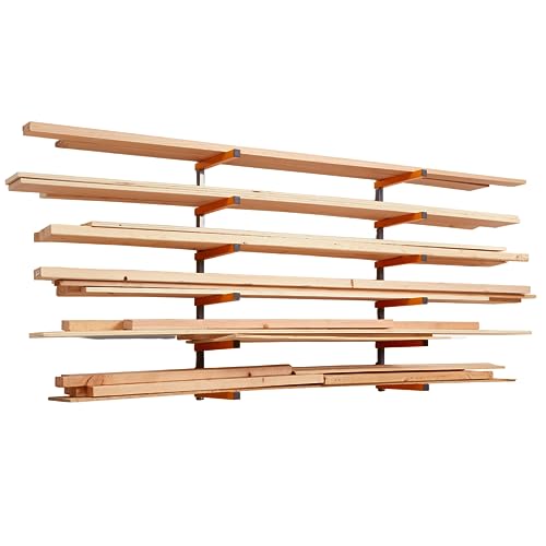 Bora 6-Level Wall Mount Lumber Rack, Indoor/Outdoor, Orange