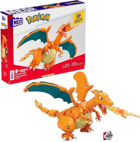 MEGA Pokémon Charizard Building Set, 222 Pieces, 4″ Poseable