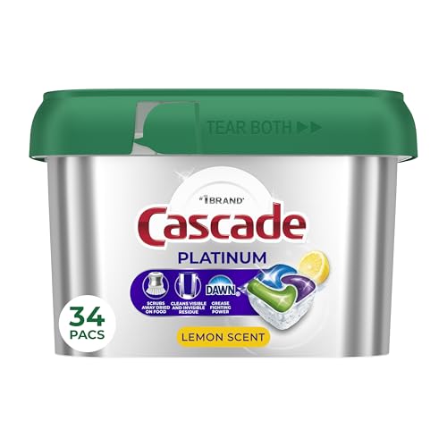 Cascade Platinum Lemon Dishwasher Pods, 34 Count