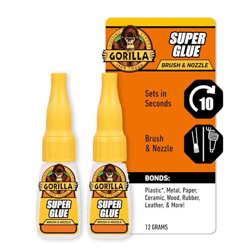 Gorilla Super Glue, 12g, Brush & Nozzle, Pack of 2