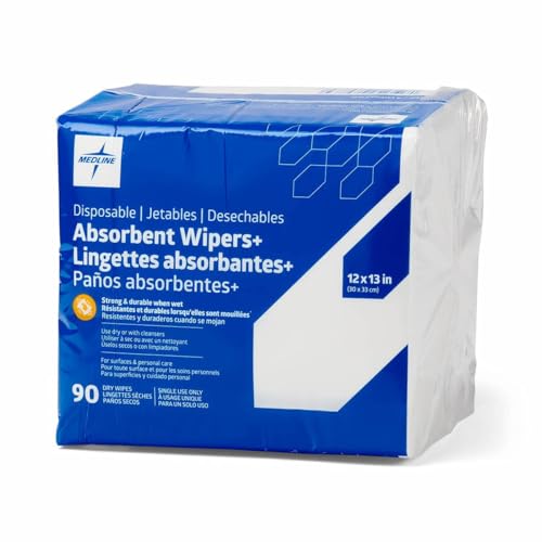 Medline Heavy Duty Absorbent Wipes, 12″ x 12″ (90 Count)