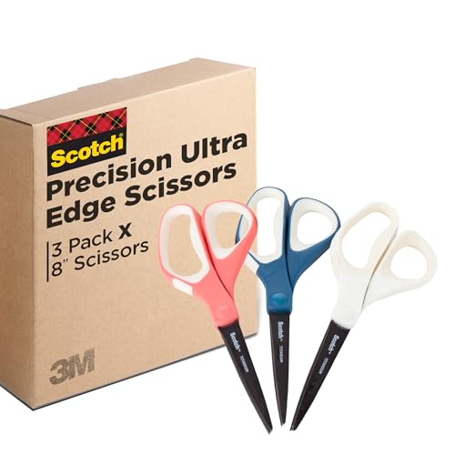 Scotch Precision Ultra Edge Scissors, 8″, 3-Pack