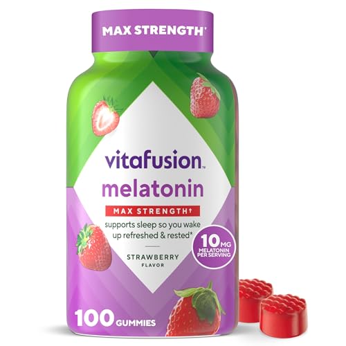 vitafusion 10 mg Melatonin Gummies, Strawberry, 100 Count