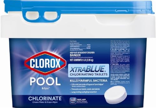 Clorox XTRABLUE Chlorine Tablets, 5 LB, Kills Algae & Bacteria