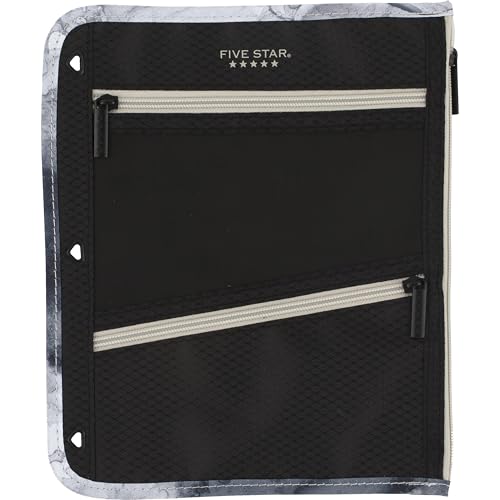 Five Star 3-Pocket Binder Pencil Pouch, Black/Grey