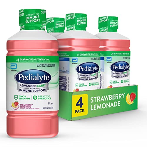 Pedialyte AdvancedCare Strawberry Lemonade Electrolyte Drink, 1L, 4 Pack